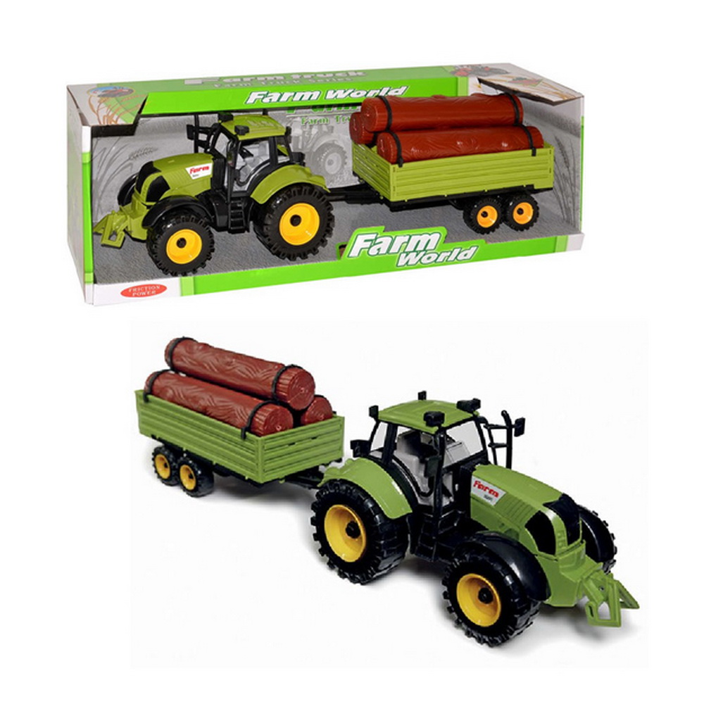 TRACTOR CON REMOLQUE Y LEÑA